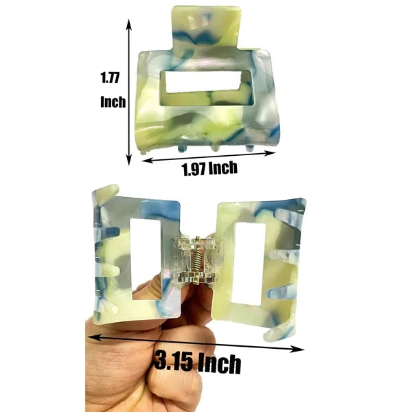 Marbling 1.97Inch Small Square Acetate Hair Clip
