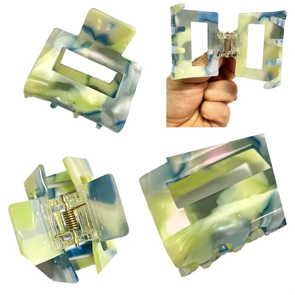 Marbling 1.97Inch Small Square Acetate Hair Clip
