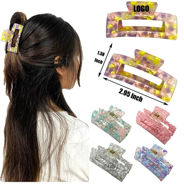 Colorful 2.95Inch Medium Rectangular Acetate Hair Clip