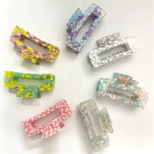 Colorful 2.95Inch Medium Rectangular Acetate Hair Clip