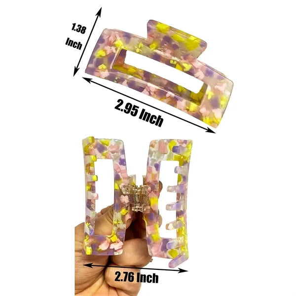 Colorful 2.95Inch Medium Rectangular Acetate Hair Clip