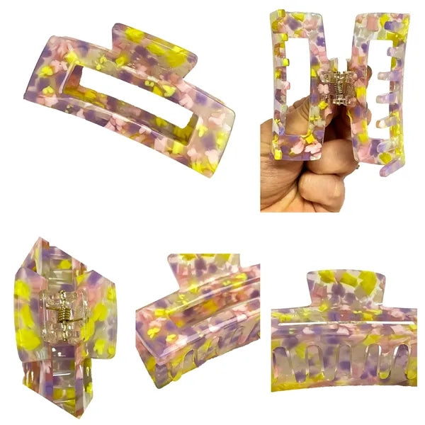 Colorful 2.95Inch Medium Rectangular Acetate Hair Clip
