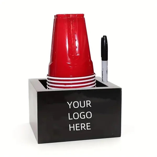 Wooden Cup Holder with Marker Slot, Countertop & Office