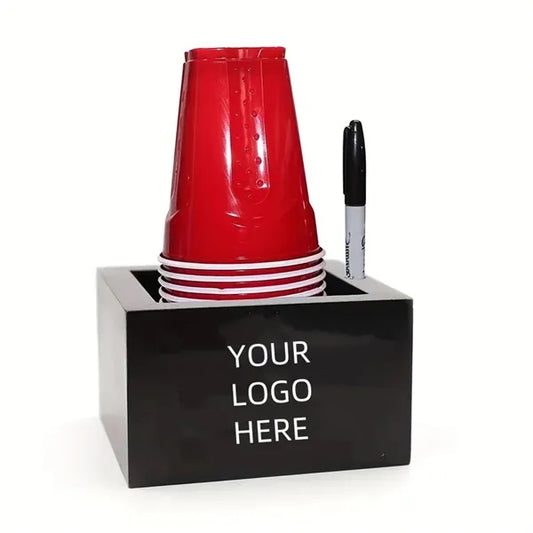 Wooden Cup Holder with Marker Slot, Countertop & Office