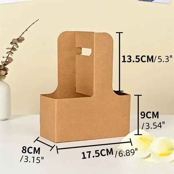 Disposable Kraft Coffee Drink Carrier with Handle 2/4 Cups