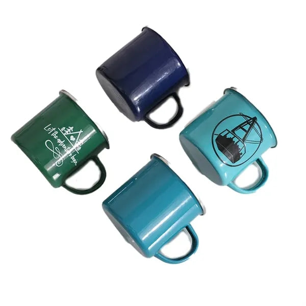 Full Color Imprint 16oz Enameled Steel Cup with Rim