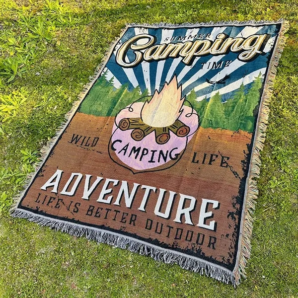 Printed fringed Tapestry Blanket