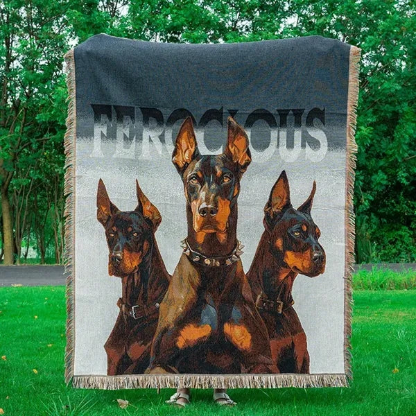 Printed fringed Tapestry Blanket