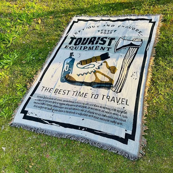 Printed fringed Tapestry Blanket