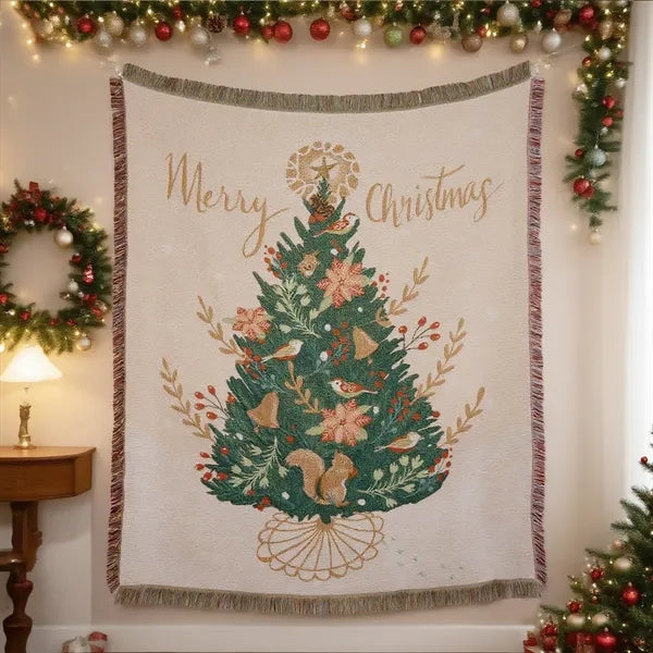 Printed fringed Tapestry Blanket