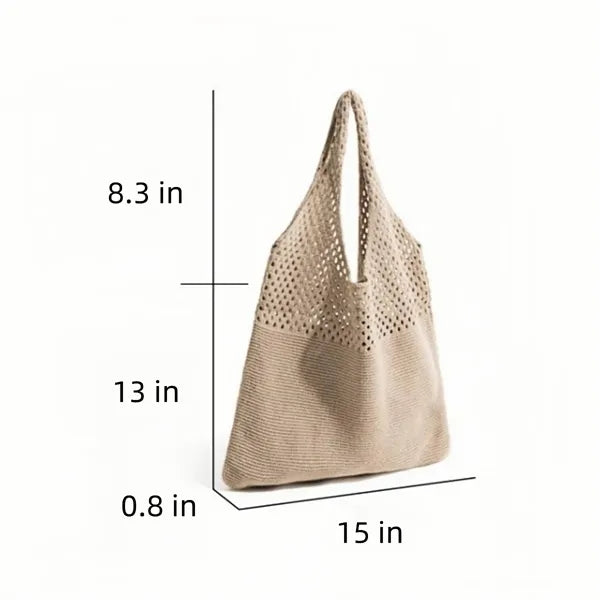 Eco Friendly Knit Shoulder Tote With Vintage Mesh Design