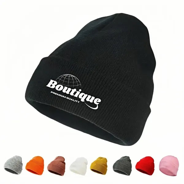 Embroidered Knit Beanie For Fall And Winter
