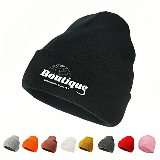 Embroidered Knit Beanie For Fall And Winter