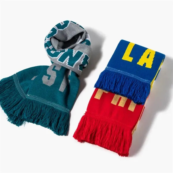 Knit Scarf With Fringe For Sports School Events