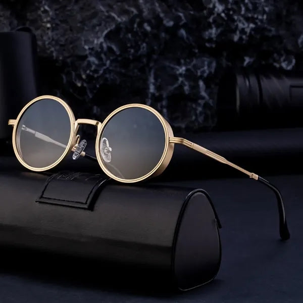 Vintage Punk Style Round Metal Frame UV400 Shades Sunglasses