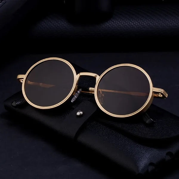 Vintage Punk Style Round Metal Frame UV400 Shades Sunglasses