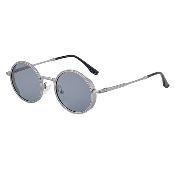 Vintage Punk Style Round Metal Frame UV400 Shades Sunglasses
