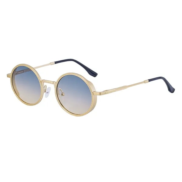 Vintage Punk Style Round Metal Frame UV400 Shades Sunglasses