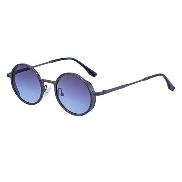 Vintage Punk Style Round Metal Frame UV400 Shades Sunglasses