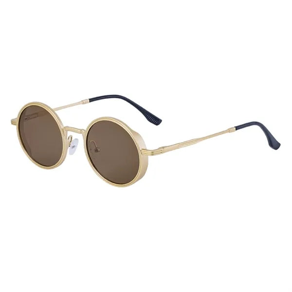 Vintage Punk Style Round Metal Frame UV400 Shades Sunglasses