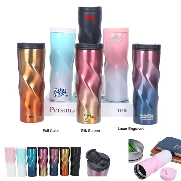 16 oz TwistGrip Double Wall Stainless Steel Travel Tumbler