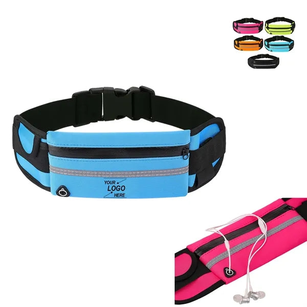 Sport Waist Bag with Headphone and Water Bottle Pockets