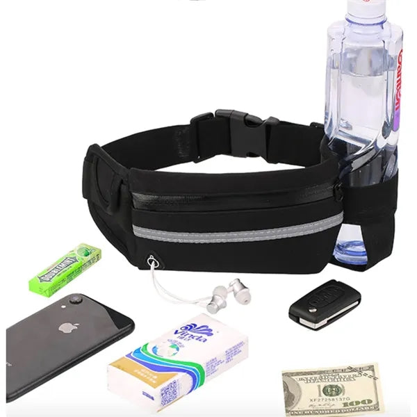 Sport Waist Bag with Headphone and Water Bottle Pockets