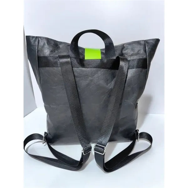Wrinkled Roll-up Kraft Paper Backpack W/Cotton Linning