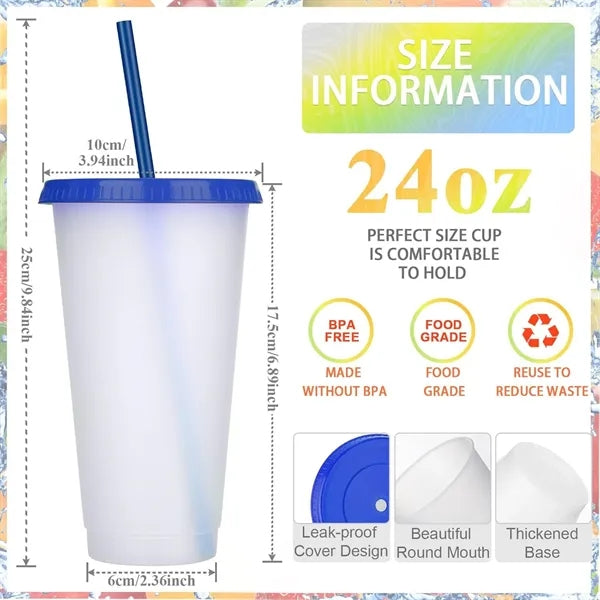 24 Oz. Mood Stadium Cup with Straw and Lid Set