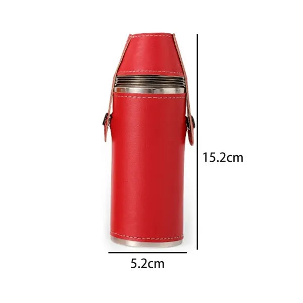8oz. Stainless Steel Insulated Flask with Leather Sleeve