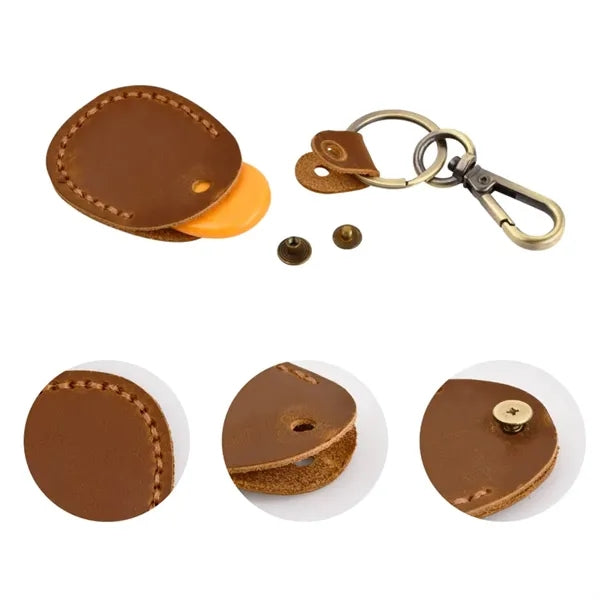 Leather Look Keychain with Carabiner Clip