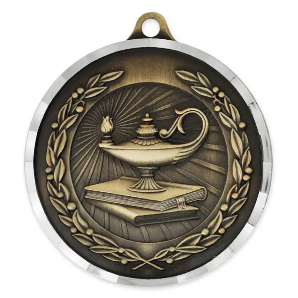 Diamond-cut Lamp of Knowledge Medal - Engravable