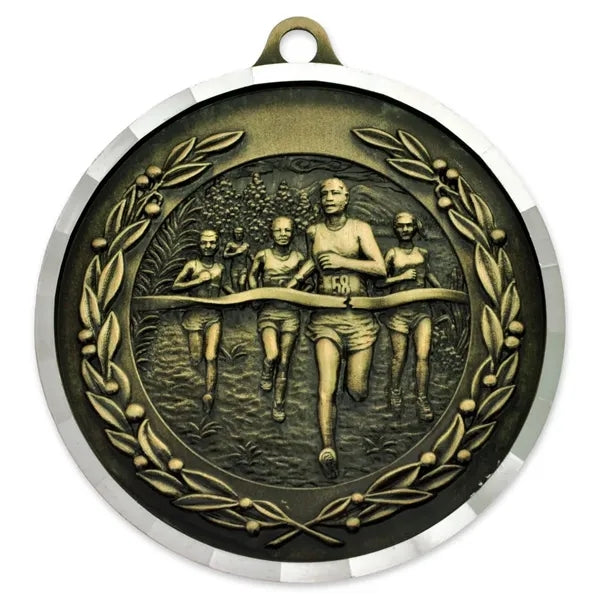 Diamond-cut Cross Country Medal - Engravable