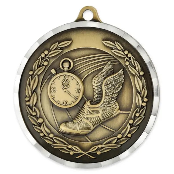 Diamond-cut Track Sports Medal - Engravable