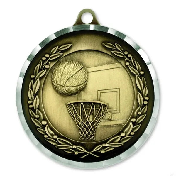 Diamond-cut Basketball Medal - Engravable
