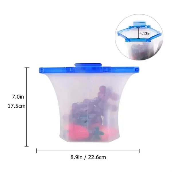 Silicone Food Storage Bags with Clip Seal