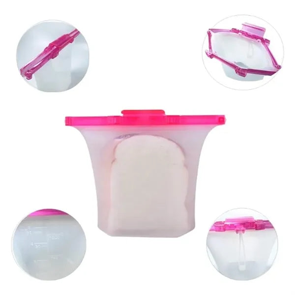 Silicone Food Storage Bags with Clip Seal