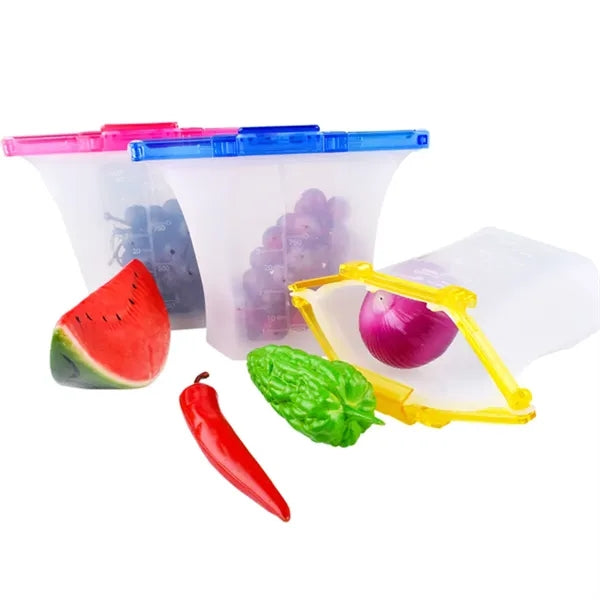 Silicone Food Storage Bags with Clip Seal