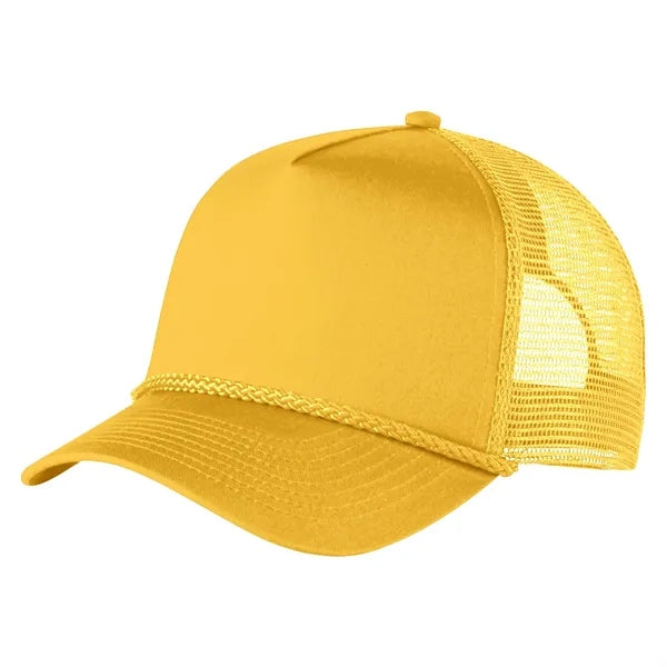 Structured 5 Panel Curved Bill Trucker Cap with Rope