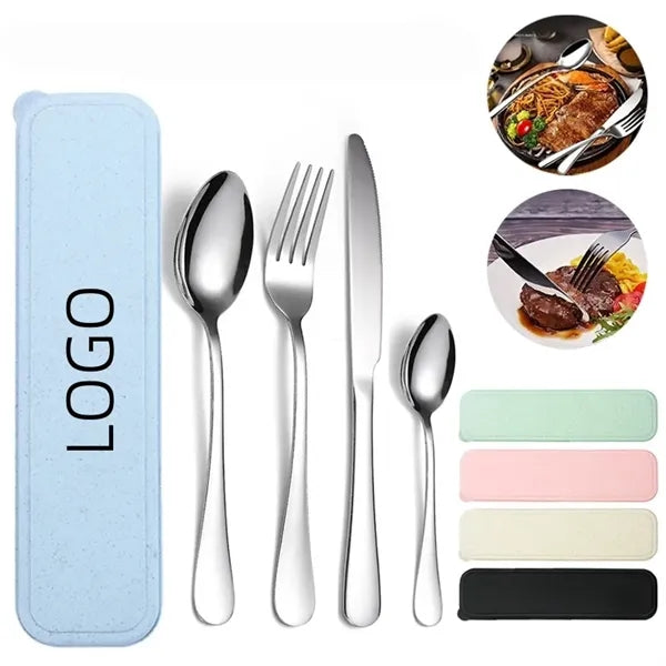 Portable 4-pieces Stainless Steel Travel Set with Case