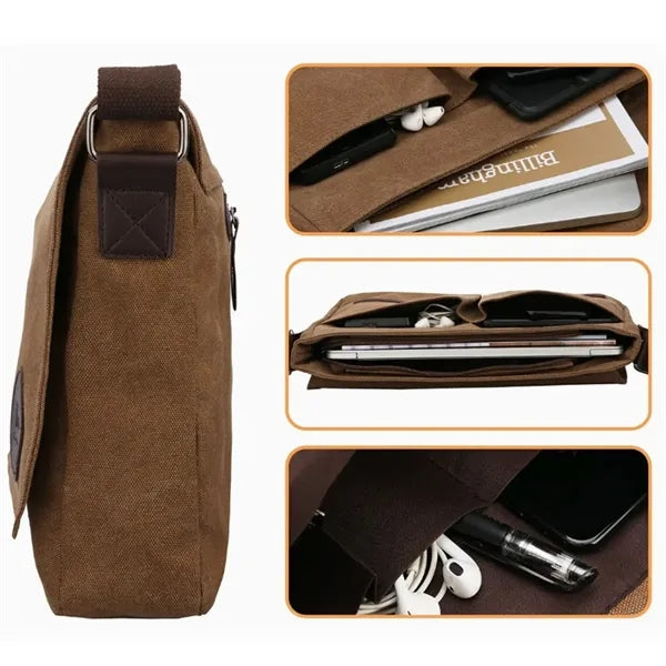Canvas Messenger Bag with Adjustable Strap