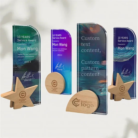 Acrylic Trophy, Colorful Pattern, Service Award