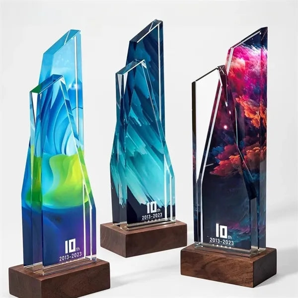 Acrylic Trophy, Colorful Pattern, Service Award