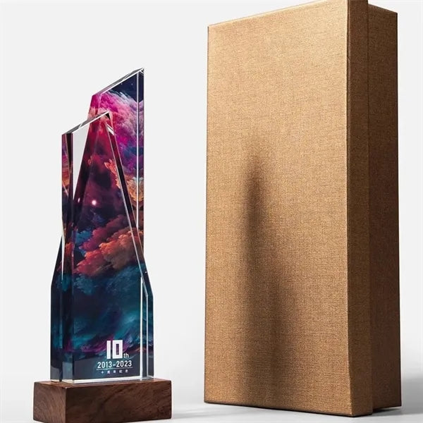 Acrylic Trophy, Colorful Pattern, Service Award
