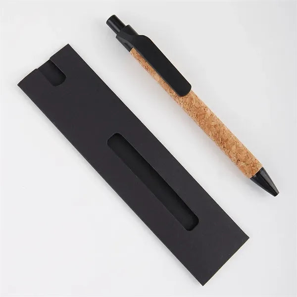 Recycled Cork Barrel Wheat Straw Grip Ballpoint Pen With Bag