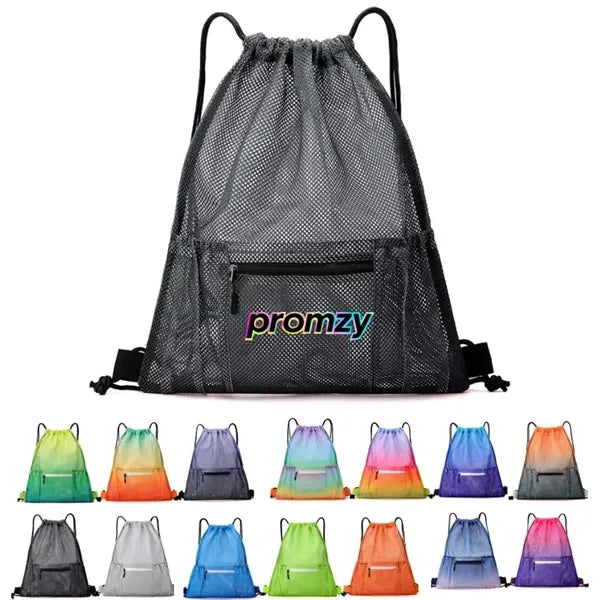 Mesh Pockets Water Resistant String Bag