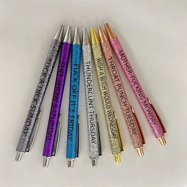 Funny Glitter Ballpoit Describing Seven Days Of Week Pen