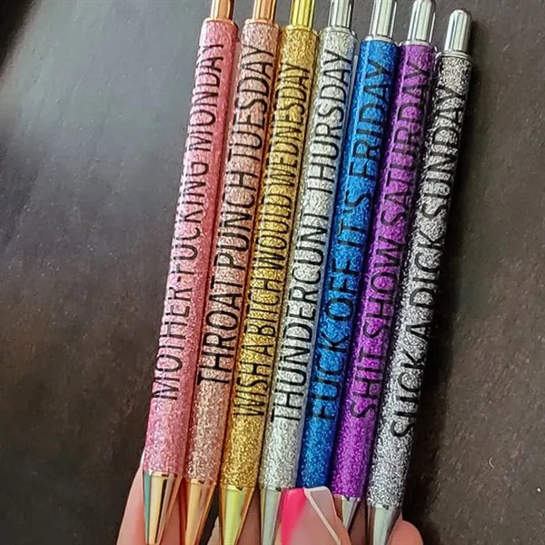 Funny Glitter Ballpoit Describing Seven Days Of Week Pen
