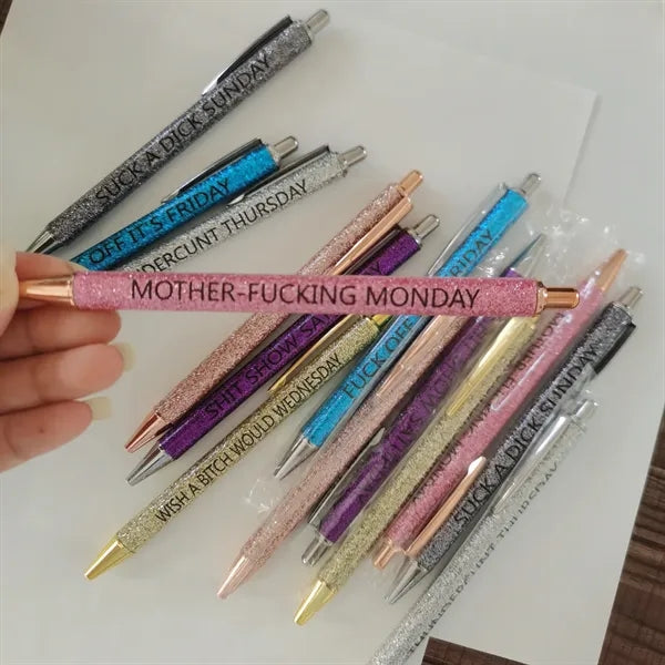 Funny Glitter Ballpoit Describing Seven Days Of Week Pen