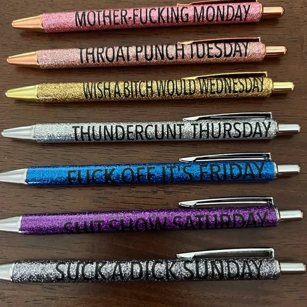 Funny Glitter Ballpoit Describing Seven Days Of Week Pen